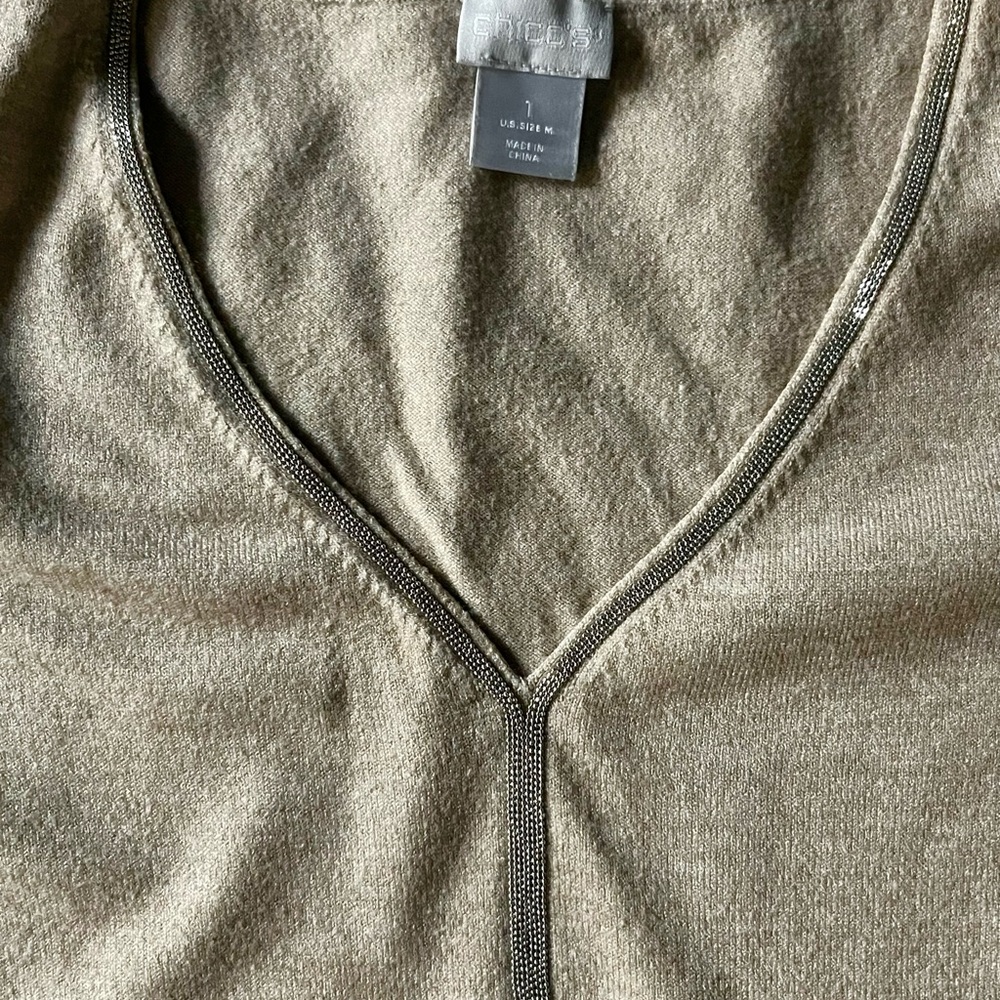 Chico’s caviar trim V-neck sweater - Picture 2 of 6